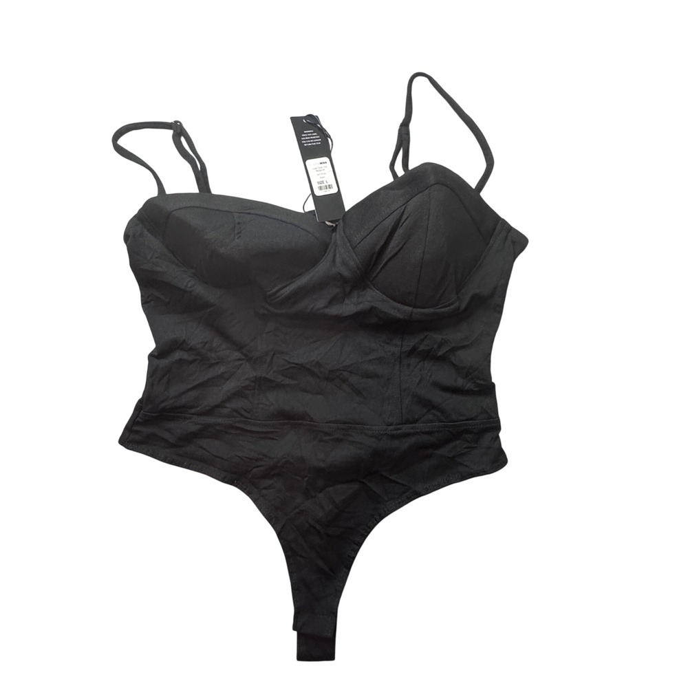 Fashion Nova‎ Bodysuit Womens L Black Lust Over You Sweetheart Underwire Corset